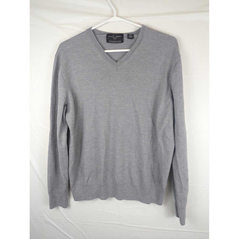 BLACK BROWN 1826 Mens‎ Gray V Neck Sweater XL 100% Extrafine Merino Wool